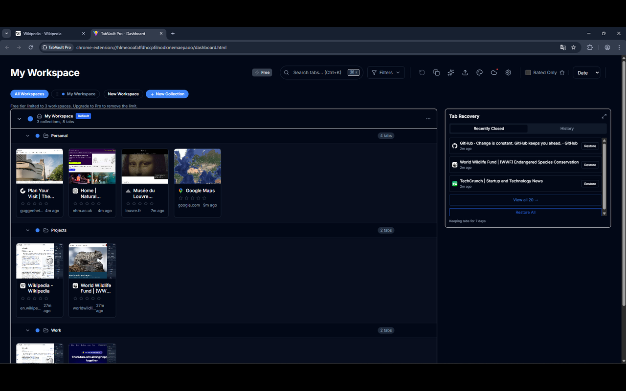 Workspace View - Organize tabs into workspaces