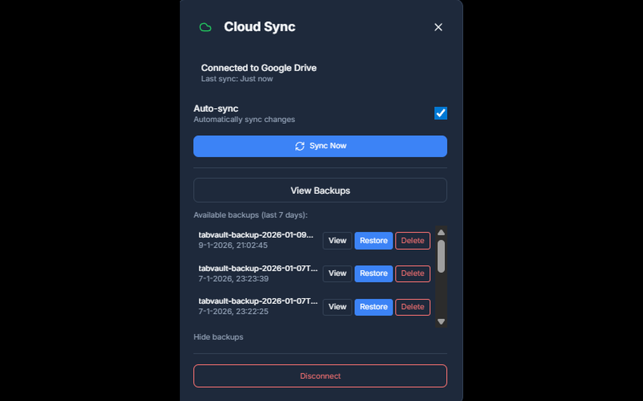 Cloud Sync - Optional sync to your Drive